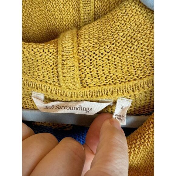 SOFT SURROUNDINGS multicolor color block full zip hooded cardigan sweater S NWOT - Picture 2 of 7